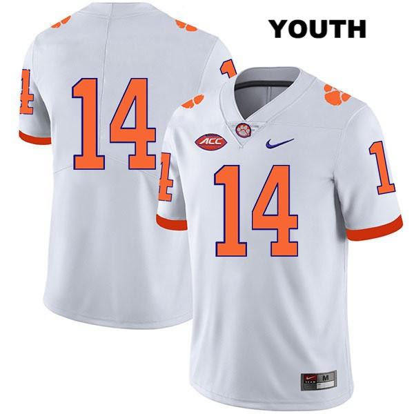 Youth Clemson Tigers #14 Denzel Johnson Stitched White Legend Authentic Nike No Name NCAA College Football Jersey UHR3646UF